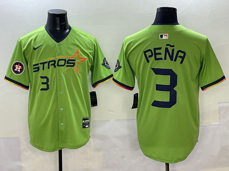 Men Houston Astros #3 Pena Green three generations Joint Name 2025 Nike MLB Jersey style 6->houston astros->MLB Jersey